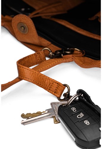 MUUD Hiba Whisky -  Handgemaakt leren shopper met opbergvakken 27x29cm