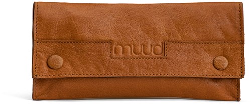MUUD Liv Whisky - Handgemaakt leren etui voor naalden, pennen en potloden 10x21cm