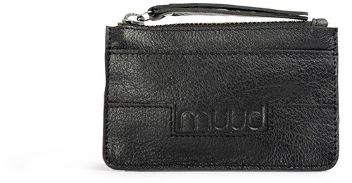 MUUD Dallas Black - Handgemaakt leren portemonnee 8x13cm
