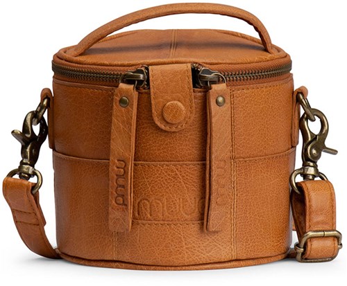 MUUD Saturn mini Whisky - Handgemaakt leren kleine tas 13xØ14cm