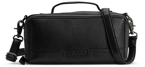 MUUD Cleo Black - Handgemaakt leren schouder tas 23 x 13 x 11 cm