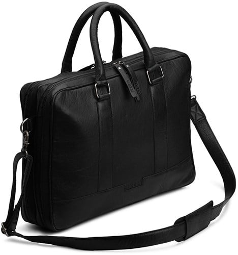 MUUD Dac - Black Handgemaakt leren schoudertas 20 x 14,5 cm-2