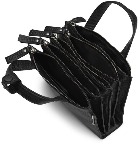 MUUD Dac - Black Handgemaakt leren schoudertas 20 x 14,5 cm