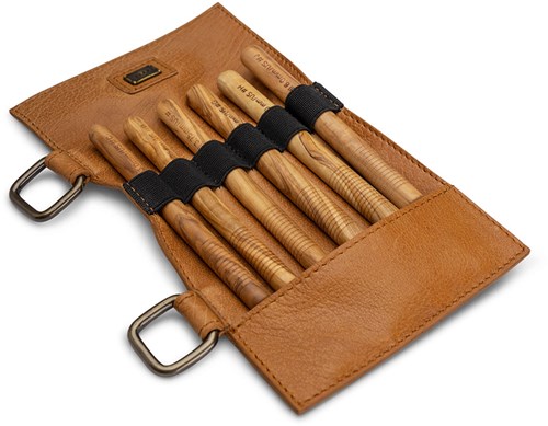 MUUD Carita E - Whiskey Handgemaakt leren etui small 21 x 12 cm-3