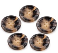 PPY Knopen Glanshoorn-Effect Set 5 Stuks 2170 Donkerbruin 15 mm 4-gaats knopen