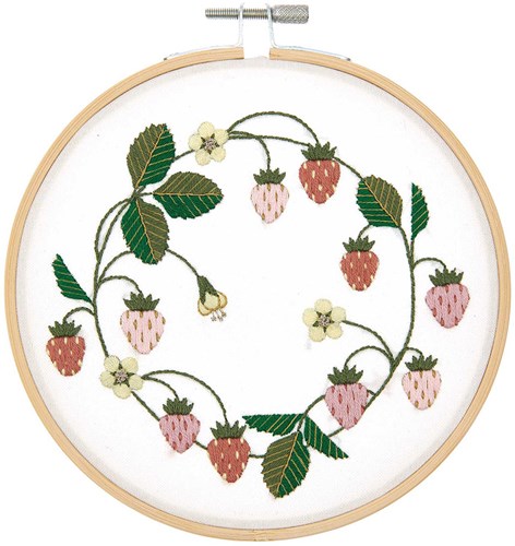 Rico Design Borduurpakket Aardbeienkrans Ø 15 cm-2