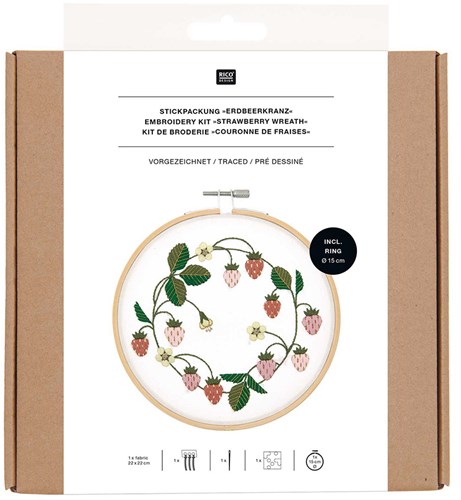 Rico Design Borduurpakket Aardbeienkrans Ø 15 cm