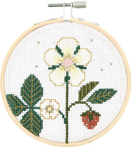 Rico Design Borduurpakket Aardbeienbloesem Ø 10 cm-2