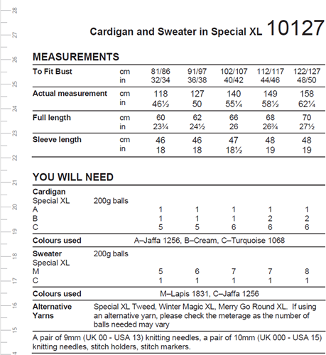 Stylecraft breipatroon Special XL Cardigan & Sweater (2 designs) Benodigdheden