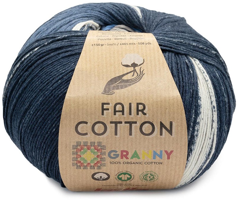 Fair Cotton Granny di katia gomitoli da 150 grammi e 465 metri (Verde-Giallo -Rosa-Lilla (306