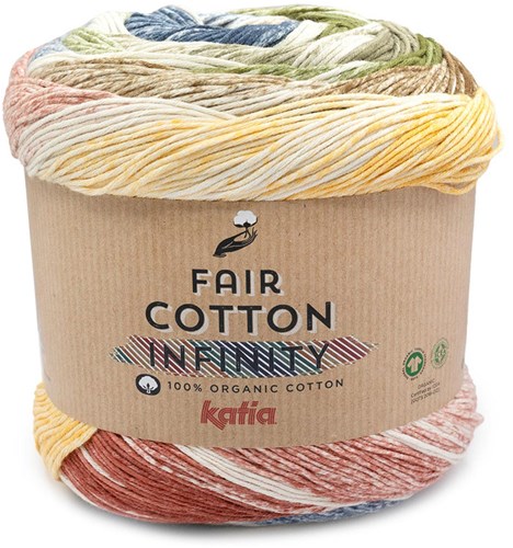 Katia Fair Cotton Infinity 107 Lichtbruin-bordeauxrood-bruingrijs-oker