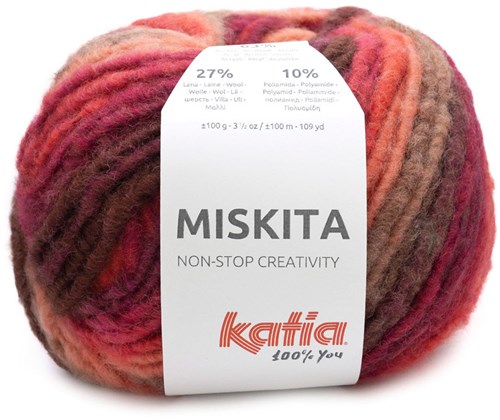 Katia Miskita 104 Lichtroze-Kauwgom roze-Rood-Wijn rood