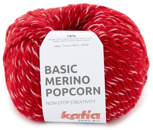 Katia Basic Merino Popcorn 109 Rood-Wit