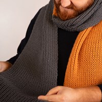 3 Blokken Sjaal Breipakket optie 1 Graphite/Mustard-2