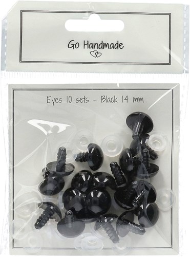 Go Handmade Veiligheidsogen Zwart 14mm (10 stuks)-2