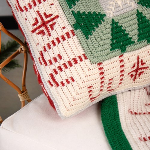 Kerstkussen Haakpakket Groen/rood-3