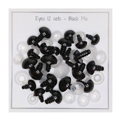 Go Handmade Veiligheidsogen Zwart Assortiment 12 paar 8mm t/m 14mm