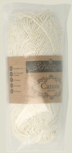 Scheepjes Catona Shine 50g 105-G Bridal White - Gold-3