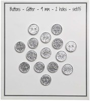 Go Handmade Glitter Knopen Zilver 9mm (15 stuks)-2