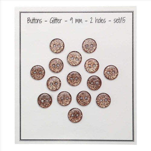 Go Handmade Glitter Knopen Koperbruin 9mm (15 stuks)-2