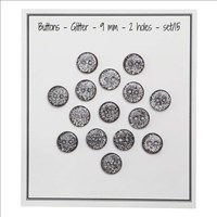 Go Handmade Glitter Knopen Zwart 9mm (15 stuks)-2