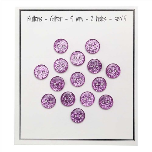 Go Handmade Glitter Knopen Roze 9mm (15 stuks)-2