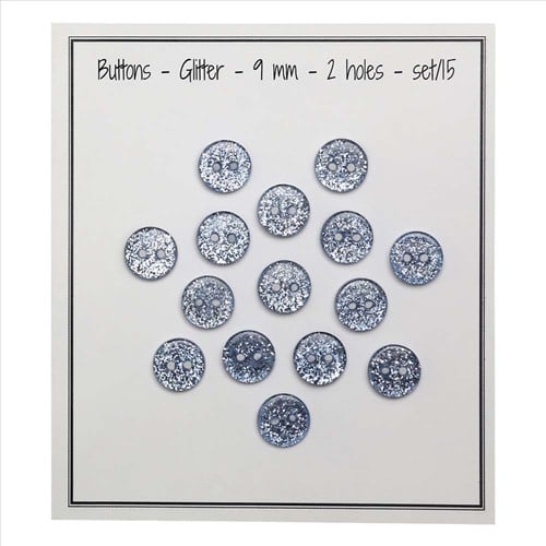 Go Handmade Glitter Knopen Blauw 9mm (15 stuks)-2