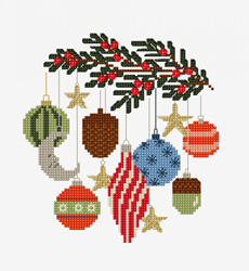 Kerstballen Kruisteek Borduurpatroon