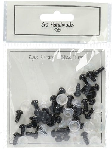Go Handmade Veiligheidsogen Zwart 7mm (20 stuks)-2