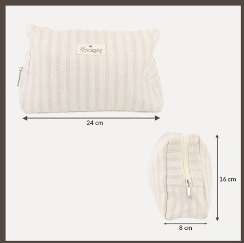 Scheepjes Projecttas met rits 24x16x8cm gestreept beige-3