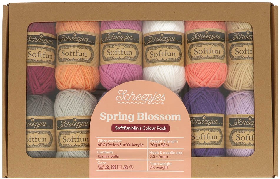 Scheepjes Softfun Jewel Yarn Color Pack - 12 Gomitoli Da 20g, Miscela Cotone/Acrilico, Colori Gioiello Per Maglia E Uncinetto