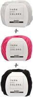 Yarn and Colors Black White and Bright Hat Haakpakket 035 Girly Pink-2