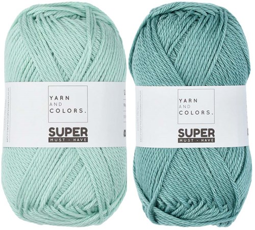 Yarn and Colors Two Tones Comfy Cushion Haakpakket S 072 Glass / Jade Gravel-2