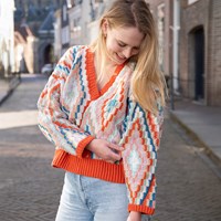 Kleurrijke V-hals Sweater Haakpakket-3