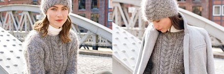 Gebreide kabeltrui met Lana Grossa Mohairlana