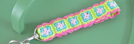Sleutelhanger haken van mini Granny Squares