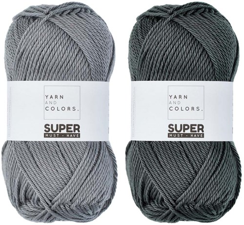 Yarn and Colors Two Tones Comfy Cushion Haakpakket L 096 Shark Grey / Graphite Grey-2