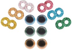 Rico veiligheidsogen glitter mix 9mm 6st.