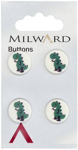 Milward Ronde Knoop groene Dino 13mm (4 stuks)