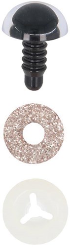 Opry Glitter dierenogen tweekleurig 8mm Zilver per 10 stuks-2