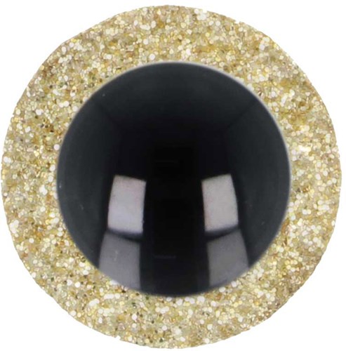 Opry Glitter dierenogen tweekleurig 10mm Goud per 10 stuks