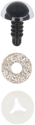 Opry Glitter dierenogen tweekleurig 10mm Zilver per 10 stuks-2