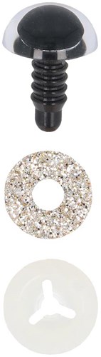 Opry Glitter dierenogen tweekleurig 12mm Zilver per 10 stuks-2