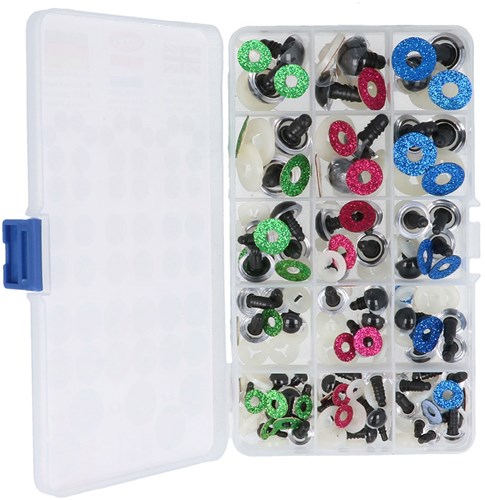 Opry Glitter dierenogen tweekleurig 8-18mm groen / roze / blauw. 60st-3