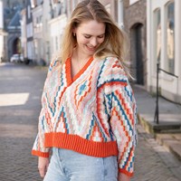 Kleurrijke V-hals Sweater Haakpakket