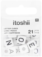 Rico Cube Bead Armband Set love/peace/happiness/joy - White-2