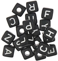 Rico Cube Bead Armband Set love/peace/happiness/joy - Black-3