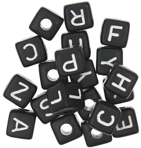 Rico Cube Bead Armband Set love/peace/happiness/joy - Black-3