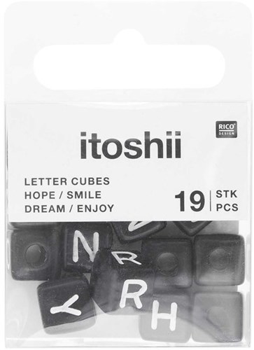Rico Cube Bead Armband Set hope/smile/dream/enjoy - Black-2
