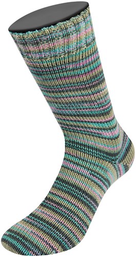 Lana Grossa Meilenweit 100 Merino Extrafine Cosy 6161 Roze/turkoois/donker/steengrijs gestreept-3